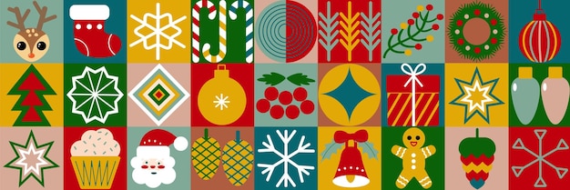 Baus de Navidad fondo geométrico abstracto estandarte de papel tapiz de patrón de Feliz Navidad