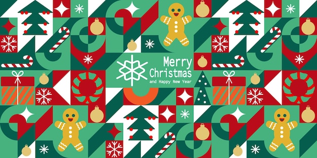 Baus de Navidad fondo geométrico abstracto estandarte de papel tapiz de patrón de Feliz Navidad