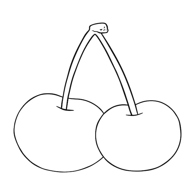 Baya de fruta madura cereza para comer dibujos animados de línea de garabato
