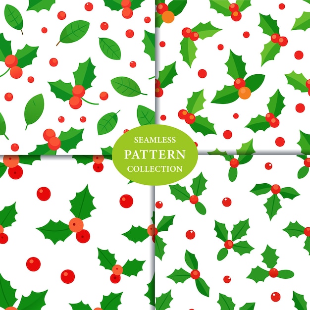 Las bayas de acebo de Navidad Diseño de fondo sin costuras