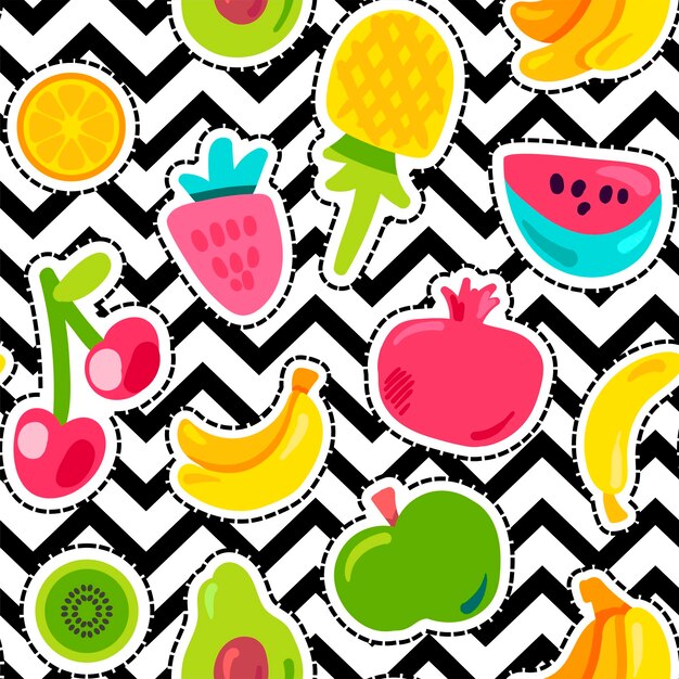 Bayas Pintadas Verano Frutas Mezcla De Patrones Sin Fisuras