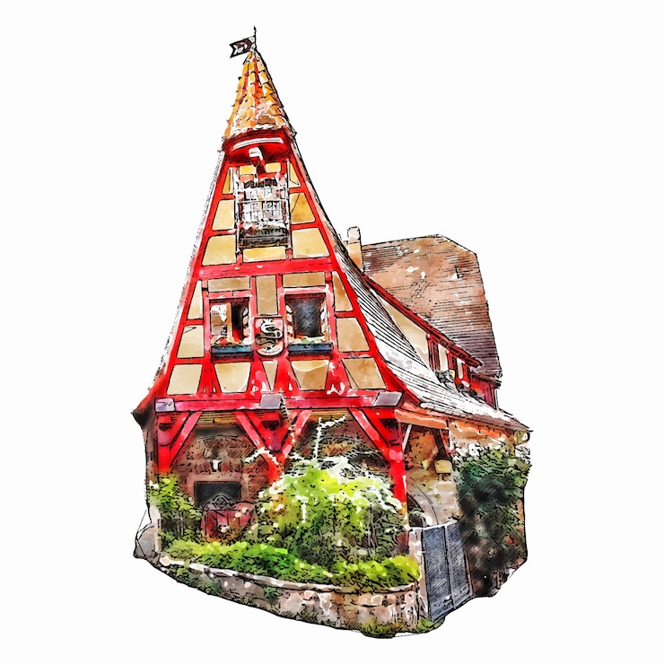 Vector bayern alemania acuarela dibujado a mano ilustración aislada sobre fondo blanco