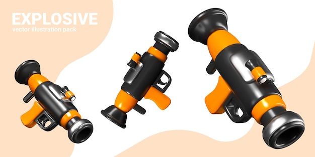 Bazooka realista en diferentes posiciones Instalación antitanque móvil