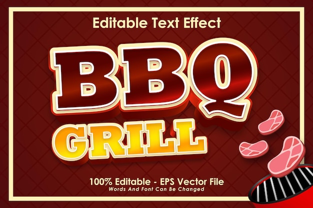 Bbq Grill Editable Text Effect 3 Dimension Relieve Estilo moderno