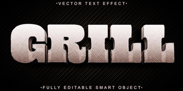 Bbq Grill Vector Efecto de texto de objeto inteligente totalmente editable