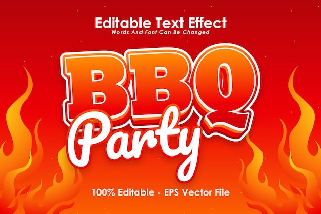 Bbq Party Editable Text Effect 3 Dimension Relieve Estilo de dibujos animados
