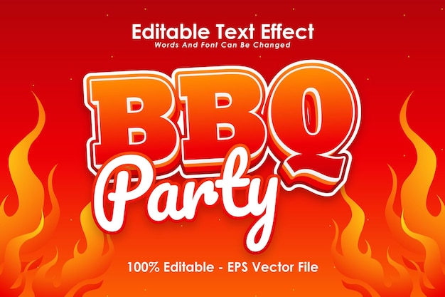 Bbq party editable text effect 3 dimension relieve estilo de dibujos animados