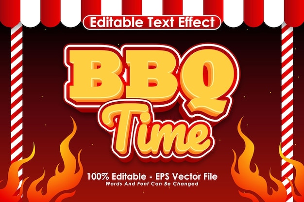 Bbq time editable text effect 3 dimension relieve estilo de dibujos animados