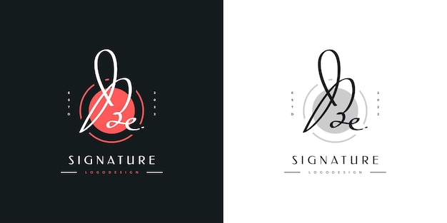 Be diseño de logotipo inicial con estilo de escritura a mano. be signature logo o símbolo para bodas, moda, joyería, boutique, botánica, floral e identidad comercial