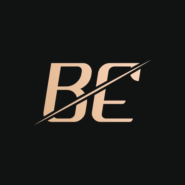 Be Letter Logo Design Plantilla vectorial Letra dorada y negra Be Logo Design