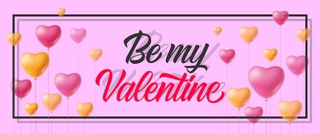 Be my valentine banner festivo con corazones