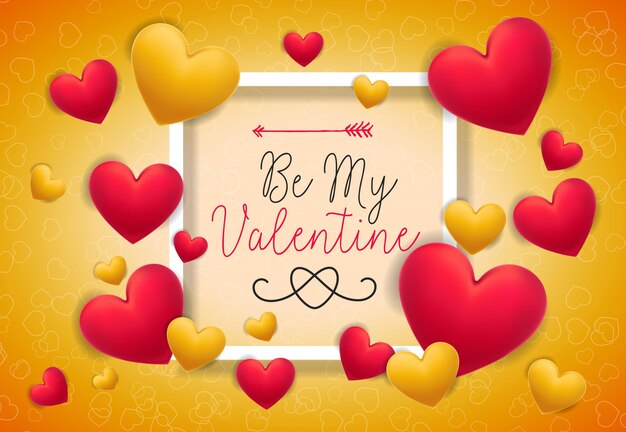 Vector be my valentine letras con corazones