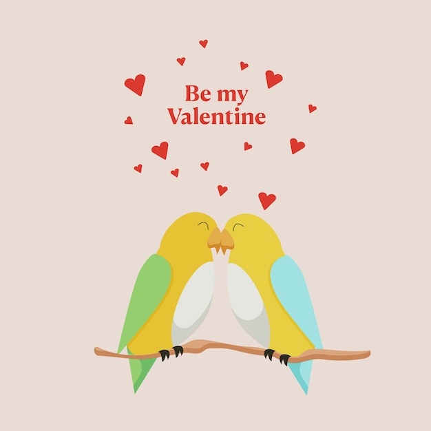 Be my Valentine Tarjeta romántica con loros