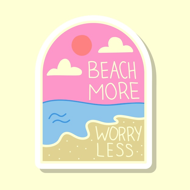 Beach More Worry Less Frase Pegatina Vacaciones