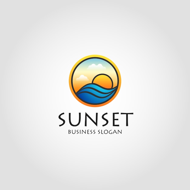 Beach Sun Set Logo Template