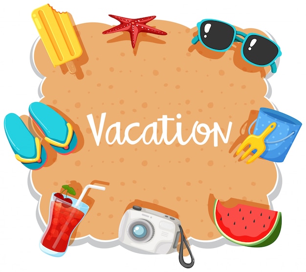 Vector beach vacation banner en element