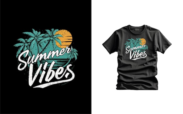 Beachy Vibes Tee obra de arte creativa diseño de camiseta de impresión vectorial para Summer Vibes