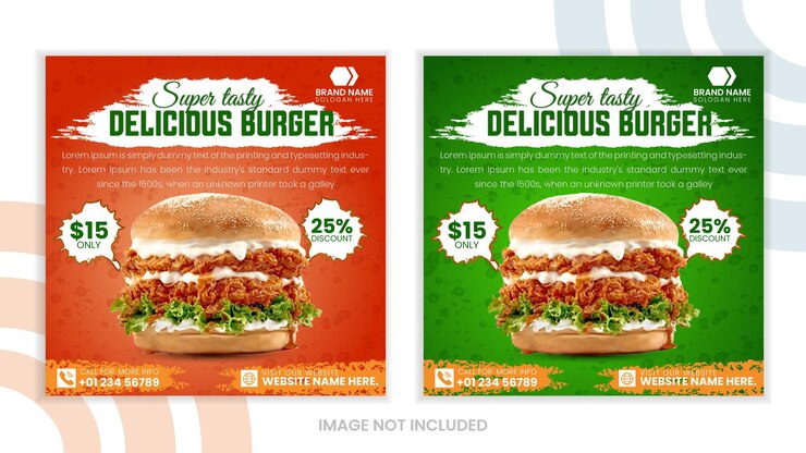 Beaf burger diseño de publicaciones en las redes sociales para un delicioso menú de comida
