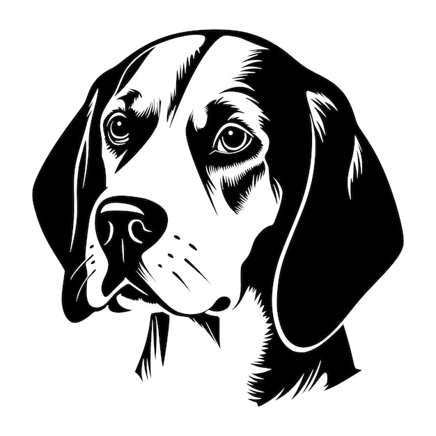 Beagle mascota perro animal cabeza logo blanco y negro ilustración