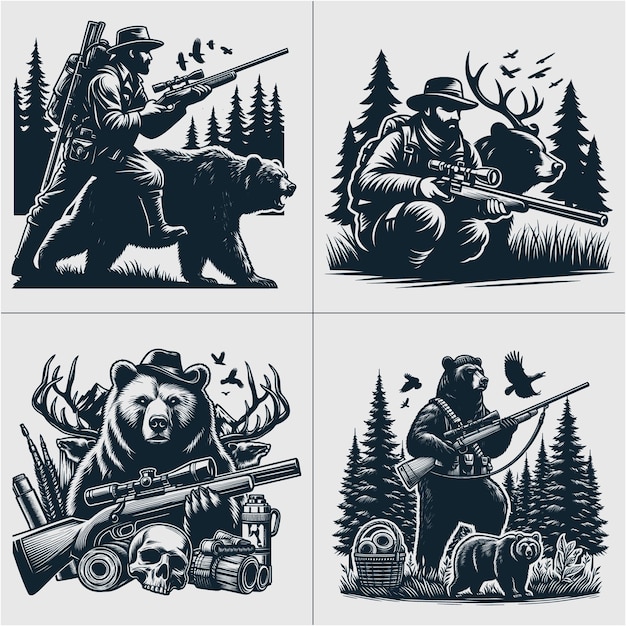 Bear trekking vector de montaña trekking bear camping bear bear hike archivo vectorial