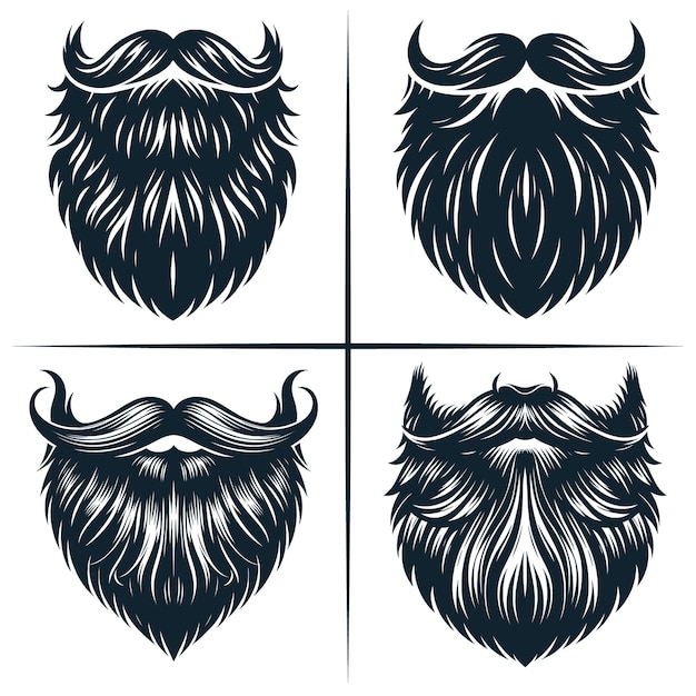 Beard SVG Bundle Mustache SVG bundle El archivo de corte de barba El clipart de barba Los archivos svg de la barba para la silueta