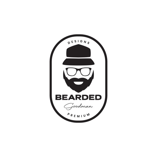 Bearden man con diseño de logotipo de insignia de gafas de sol