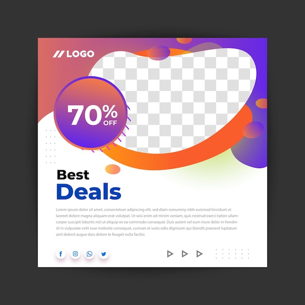 Beat deals Venta de concepto de publicación de plantilla cuadrada vector de compras en línea publicaciones de Instagram