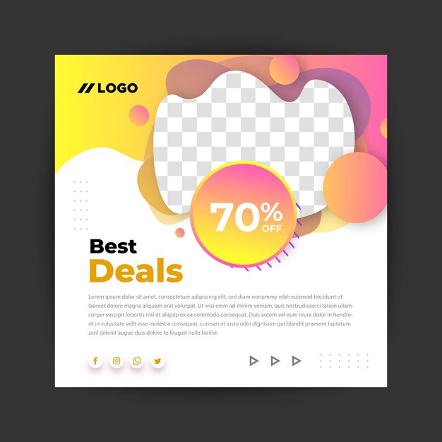 Beat deals Venta de concepto de publicación de plantilla cuadrada vector de compras en línea publicaciones de Instagram