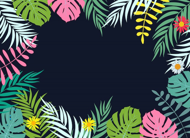 Beautifil palmera hoja silueta fondo Vector ilustración