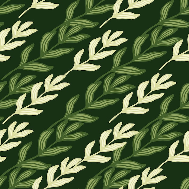 Beautifu rama de bosque abstracto con hojas de patrones sin fisuras. Telón de fondo de follaje vintage. Papel pintado retro de la naturaleza. Para diseño de telas, estampado textil, envoltura, funda. Ilustración vectorial.