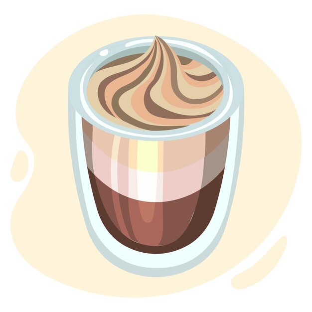 Vector beba ilustración realista vaso leche café cóctel con crema imprimir imágenes prediseñadas