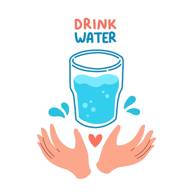 Beba más agua cotización diseño plano vector ilustración