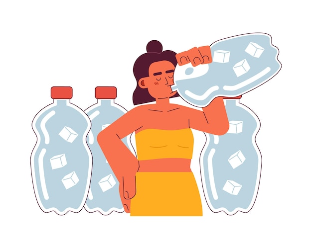 Beba más agua plana concepto vector punto ilustración