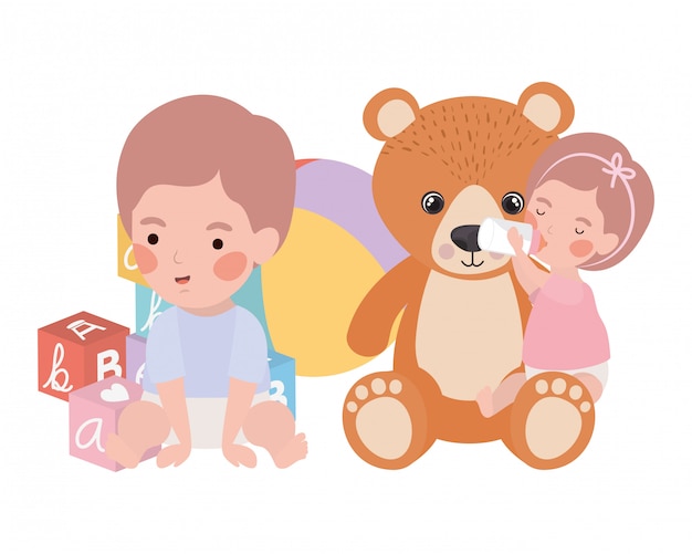 Bebé aislado niño y niña
