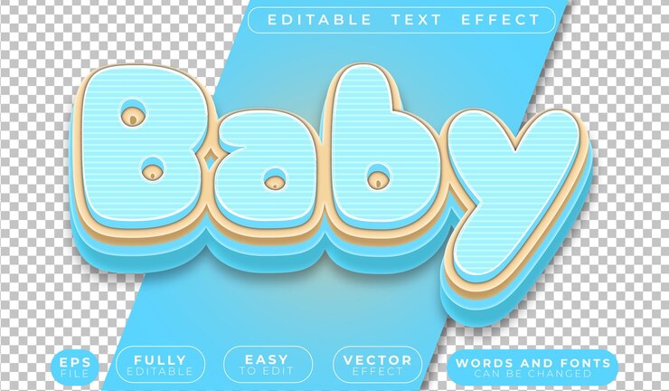 Vector bebé azul recién nacido lindo puro suave completamente editable archivo de texto vectorial