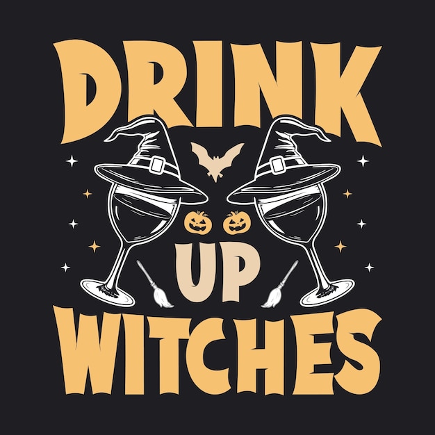 Bebe brujas de halloween citas de camiseta diseño de cartel gráfico vectorial