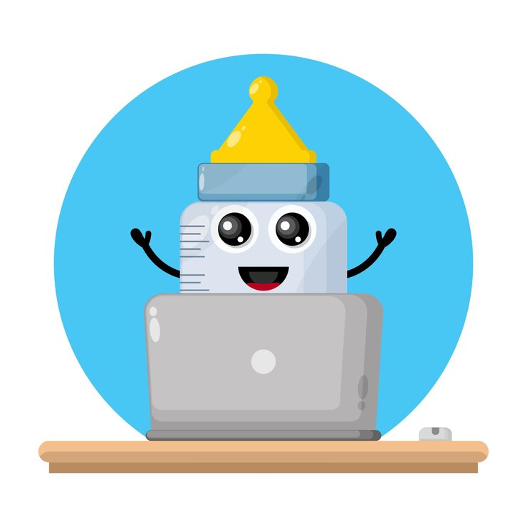 Vector bebé chupete portátil lindo personaje logo