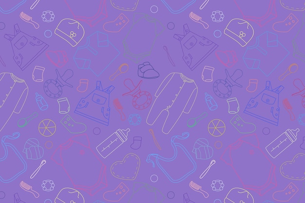 Bebé de color Doodle esquema de patrones sin fisuras