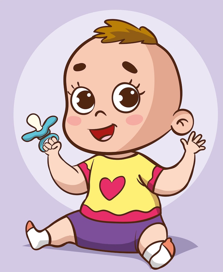 Vector bebé de dibujos animados con diferentes poses ilustración de clip art vectorial