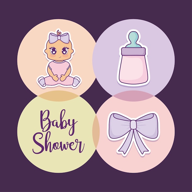 Vector bebé ducha diseño vector icono de ilustración bebé niñas