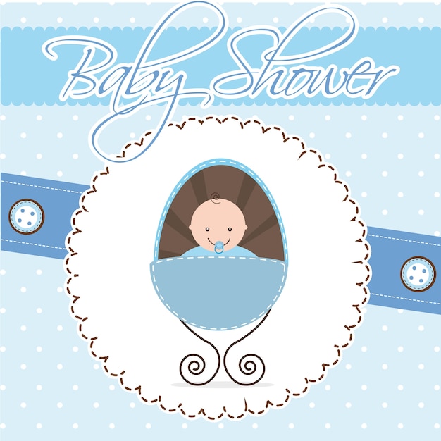bebé ducha tarjeta chico bebé vector illustration