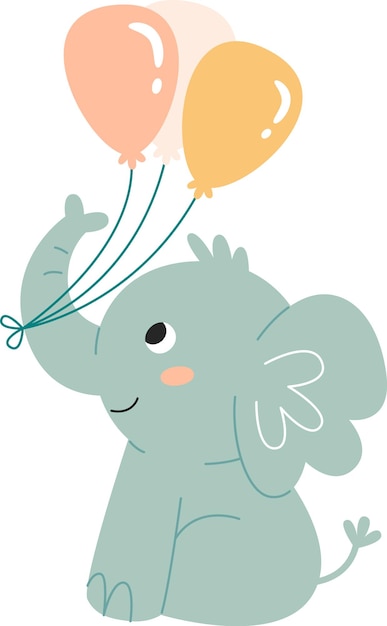 Vector un bebé elefante con globos