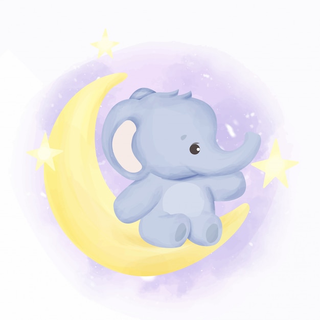 Bebé elefante en la luna