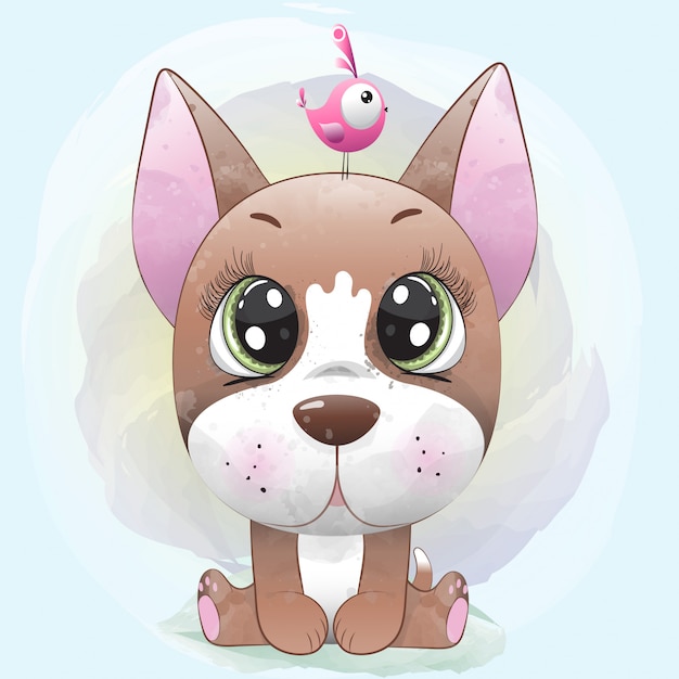 Bebé lindo personaje pintado con acuarela.