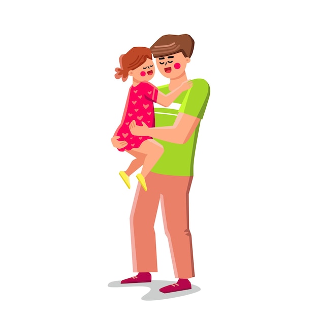 Vector bebé y padre abrazando compañerismo vector feliz niña sonriente hija bebé y padre abrazando y jugando juntos personajes divertido tiempo recreativo ilustración de dibujos animados plana