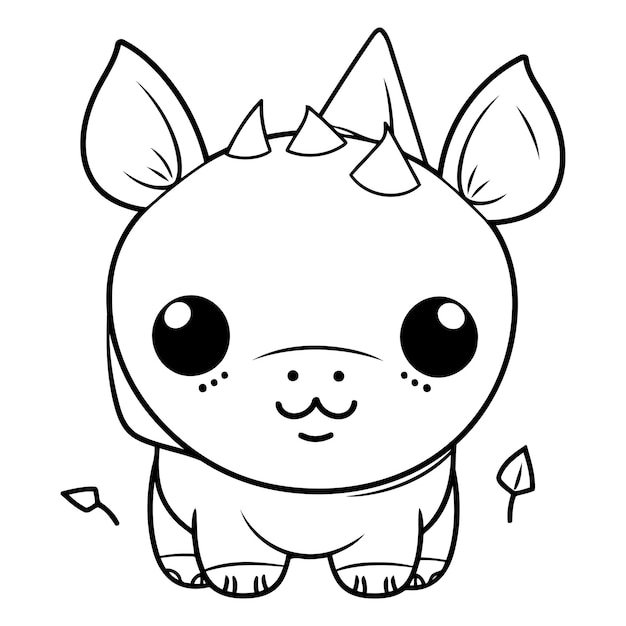 Vector el bebé rinoceronte es un animal de dibujos animados con ilustración vectorial y diseño gráfico