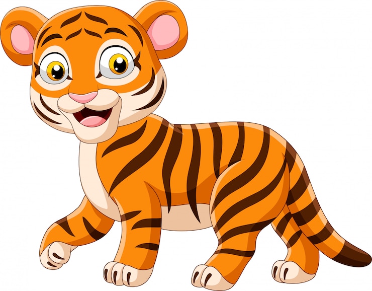 Vector el bebé tigre de dibujos animados es gracioso.