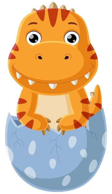 El bebé tiranosaurio de dibujos animados eclosiona de un huevo