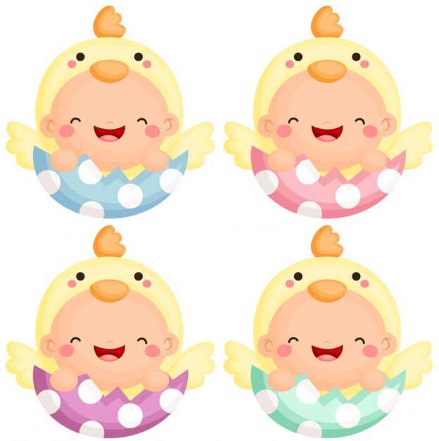Bebé en traje de pollito de Pascua