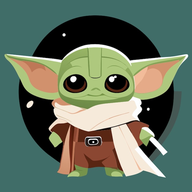 Vector bebé yoda espacio espada de luz jedi ilustración vectorial